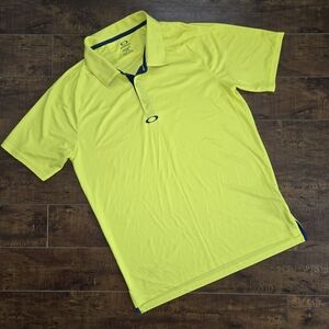 Oakley Hydrolix Bright Neon Yellow Performance Polo Shirt Size Large